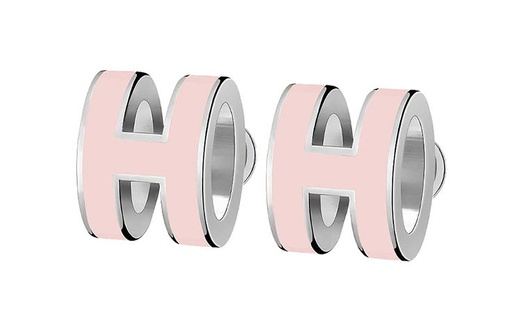 (Women) HERMES Mini Pop H Metal Earrings Candy Pink with Silver Inlay for Women H608002FP85 圖 2