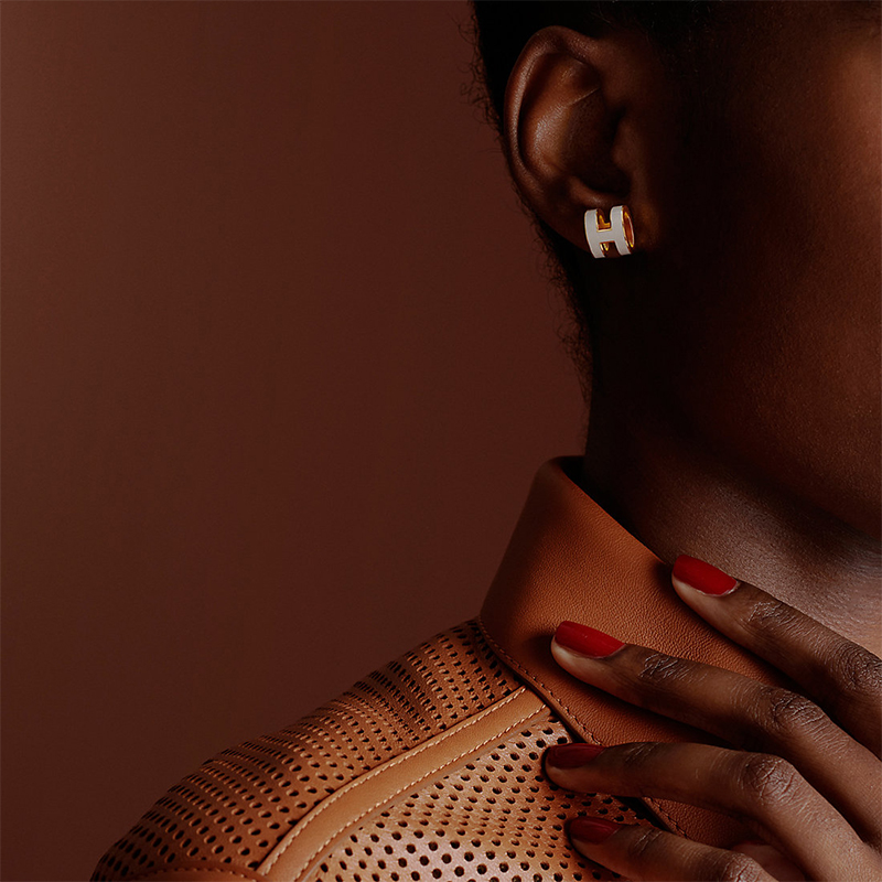 (Women) HERMES Mini Pop H Metal Earrings Candy Pink with Silver Inlay for Women H608002FP85 圖 3