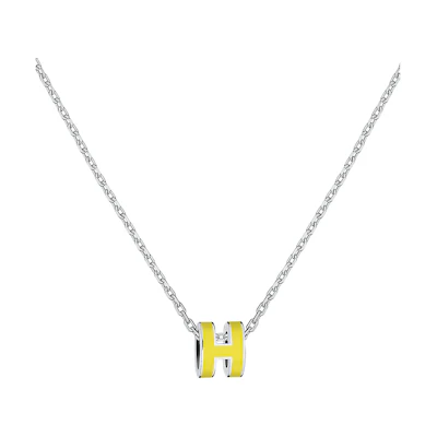 (Women) HERMES Mini Pop H Mimosa Palladium-Plated Trendy Necklace for Women - Silver H147992FP98