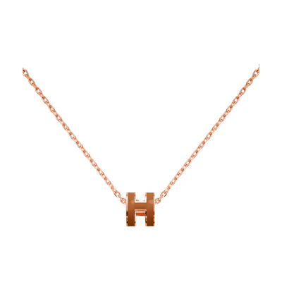 (Women) HERMES Mini Pop H Necklace for Women in Rose Gold Plated Metal Finish. H147992FOA9