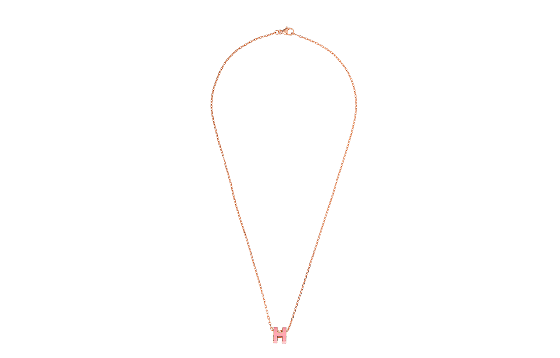 (Women) Hermes Mini Pop H Necklace Pendant Rose Pink with Rose Gold Chain H147992FO09 圖 3