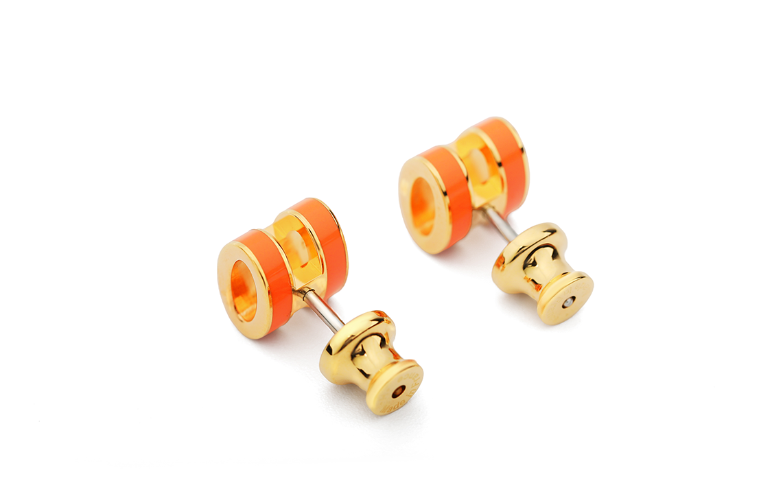 (Women) HERMES Mini Pop H Orange Gold-Plated Earrings. H608002F-02 圖 3