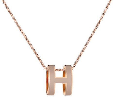 (Women) HERMES Mini POP H Pendant Necklace Ice Brown Rose Gold Metal for Women H147992F055 Buy (Women) HERMES Mini POP H Pendant Necklace Ice Brown Rose Gold Metal for Women H147992F055