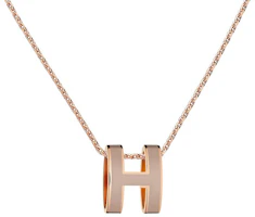 Order (Women) HERMES Mini POP H Pendant Necklace Ice Brown Rose Gold Metal for Women H147992F055