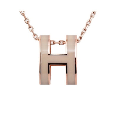 (Women) HERMES Mini POP H Pendant Necklace Ice Brown Rose Gold Metal for Women H147992F055 Lookbook (Women) HERMES Mini POP H Pendant Necklace Ice Brown Rose Gold Metal for Women H147992F055