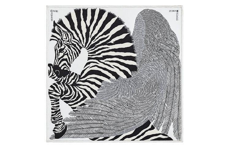 (Women) HERMES Mini Scarf "Zebra Pegasus" 20cm Black White Accessory H332816S-01 圖 2
