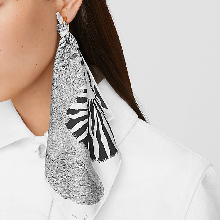 (Women) HERMES Mini Scarf "Zebra Pegasus" 20cm Black White Accessory H332816S-01 圖 3