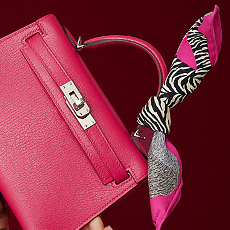 (Women) HERMES Mini Twilly Scarf 20cm Pink with Zebra Pegasus Design. H332816S-04 圖 3