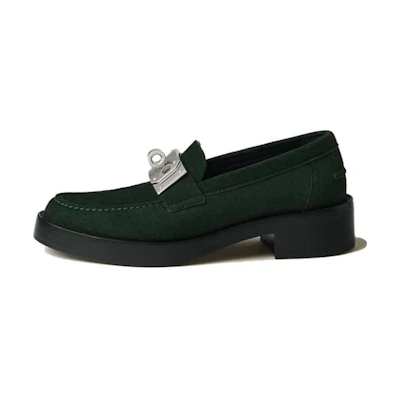 (W) HERMES Mocassin 'Dark Green'