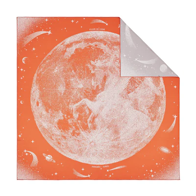 (Women) HERMES Moonlight Pegasus Double-Sided Silk Scarf Women Orange. H903795S-03
