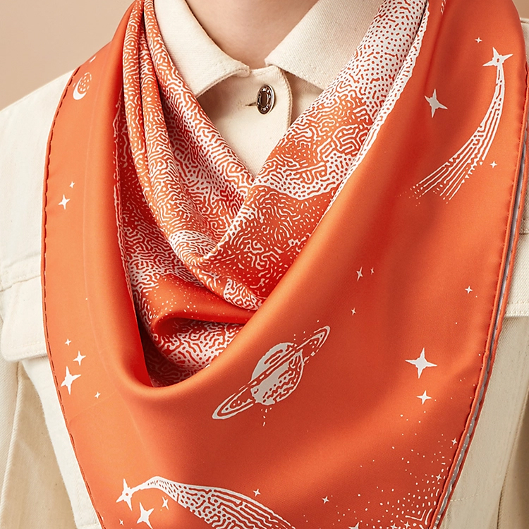 (Women) HERMES Moonlight Pegasus Double-Sided Silk Scarf Women Orange. H903795S-03 圖 5