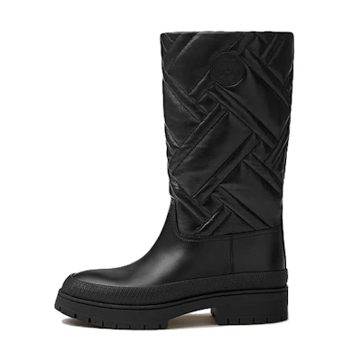 (W) HERMES Mosaique Boots 'Black Quilted Goatskin'