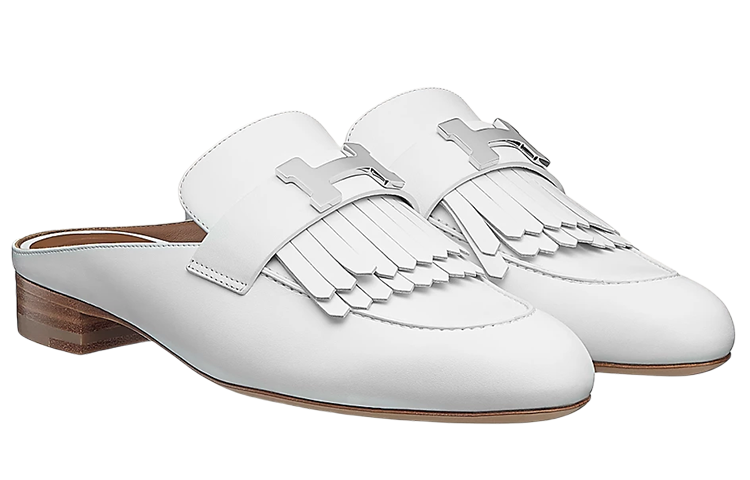 Lookbook (W) 에르메스 화이트 송아지 가죽 뮬 H181067Z-91