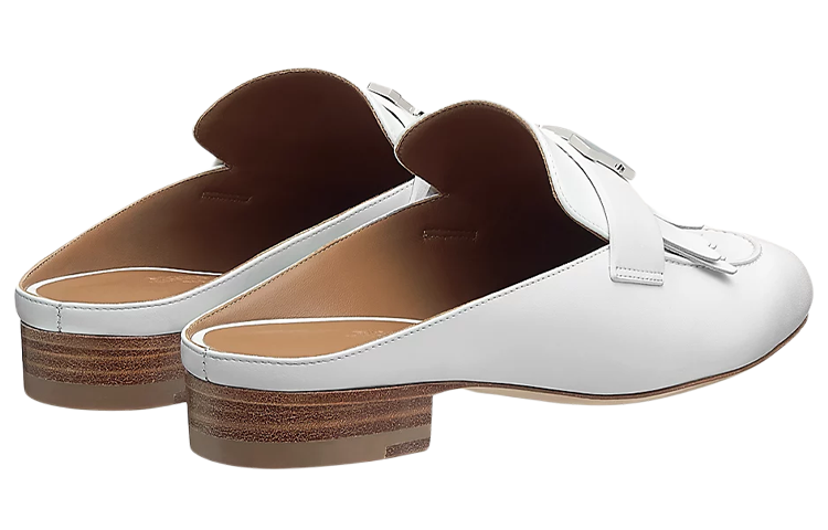 Shop (W) 에르메스 화이트 송아지 가죽 뮬 H181067Z-91