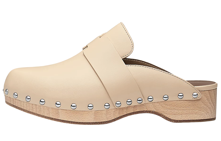 (W) HERMES Mules 'Nude'