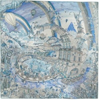 (Women) HERMES Multicolor Silk Scarf for Women - Blue/Pink/Orange Design H004147S 06 (Women) HERMES Multicolor Silk Scarf for Women - Blue/Pink/Orange Design H004147S 06