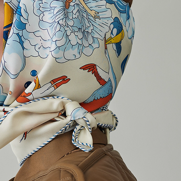 (Women) HERMES My Cloud Series Patterned Silk Scarf for Women - White H003900S-05 圖 3