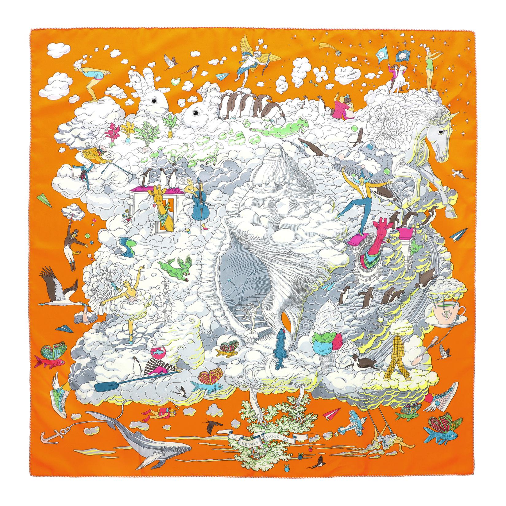 (Women) HERMES My Cloud Series Silk Scarf 90x90cm  Fashion Accessory. H003900S-11