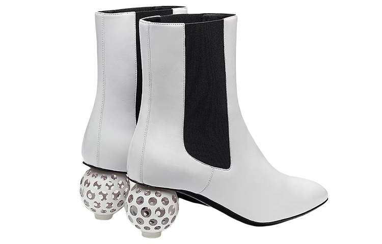 Shop (W) Bota de Tobillo de Cuero Nappa HERMÈS 'Blanca' H212006Z-90