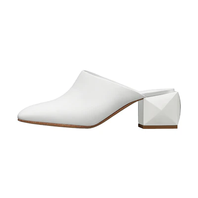 (W) HERMES Nappa Leather Mule High Heel 'White Fashion'