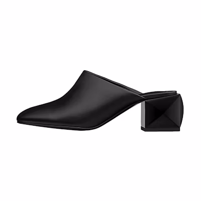 (W) HERMES Nappa Mule High Heels 'Black Fashion'