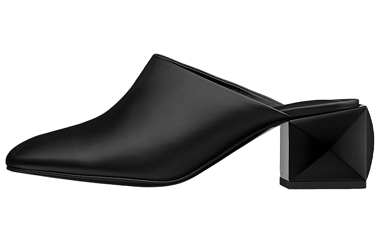 (Women) HERMES Nappa Mule High Heels 'Black Fashion' H211057Z-02
