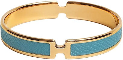 (Women) HERMES Narrow Decor Calfskin Gold-Plated Metal Bracelet for Women Blue. H010736CC75T2 (Women) HERMES Narrow Decor Calfskin Gold-Plated Metal Bracelet for Women Blue. H010736CC75T2