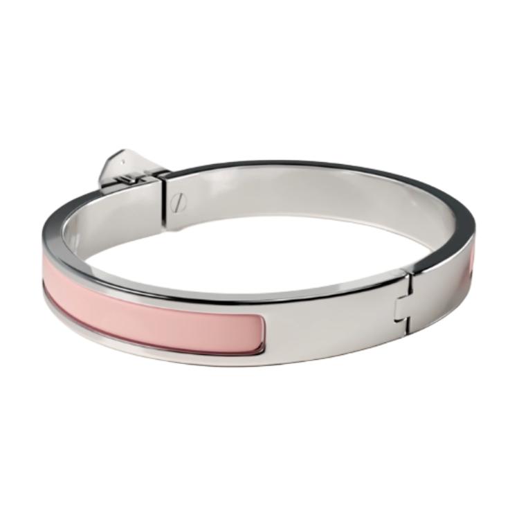 (Women) HERMES Narrow Enamel Kelly Pattern Palladium Plated Bangle Pink for Women. H200004FP1Z 圖 3