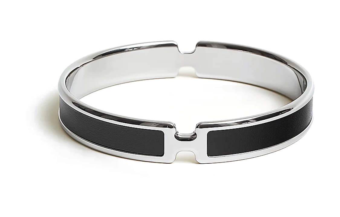 (Women) HERMES Narrow H Buckle Palladium Plated Silver Leather Bracelet for Women. 010677ck89 圖 2