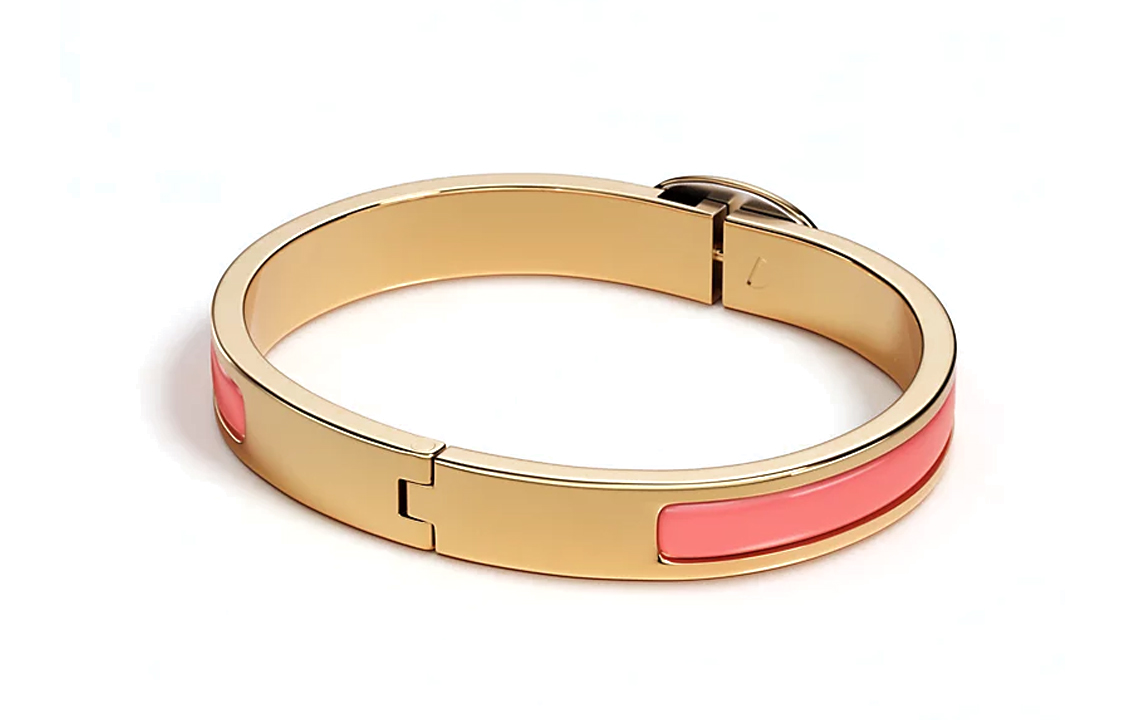 (Women) HERMES Narrow Style Gold-Plated Enamel Bracelet for Women Pink. H209000F8ZPM 圖 3