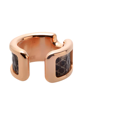 (Women) HERMES Natura Rose Gold Lizard Leather Clip-on Earrings for Women. H011115CD1B