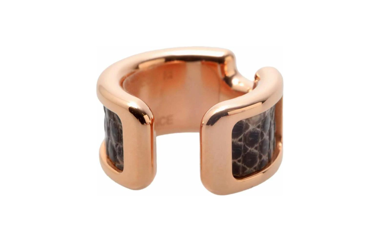 (Women) HERMES Natura Rose Gold Lizard Leather Clip-on Earrings for Women. H011115CD1B 圖 2