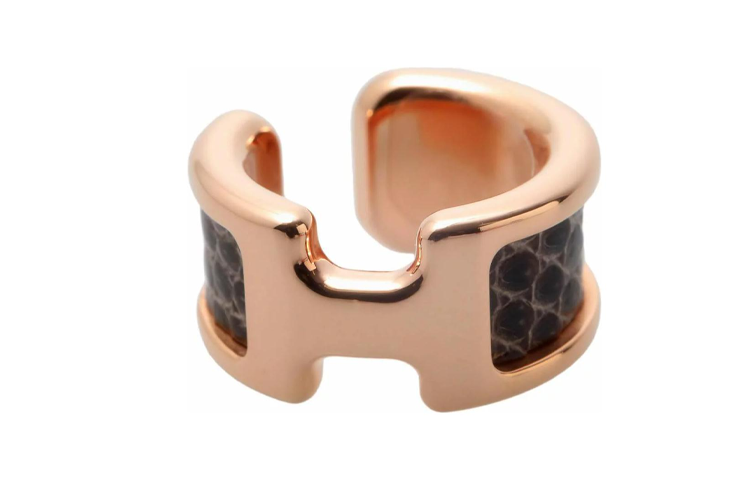 (Women) HERMES Natura Rose Gold Lizard Leather Clip-on Earrings for Women. H011115CD1B 圖 3