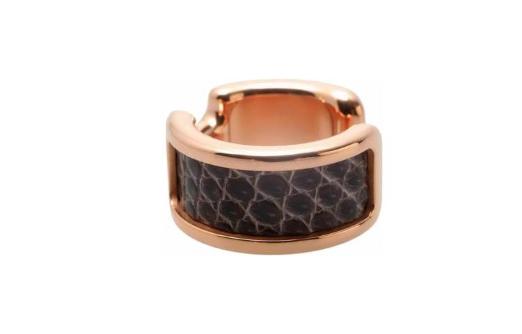 (Women) HERMES Natura Rose Gold Lizard Leather Clip-on Earrings for Women. H011115CD1B 圖 4