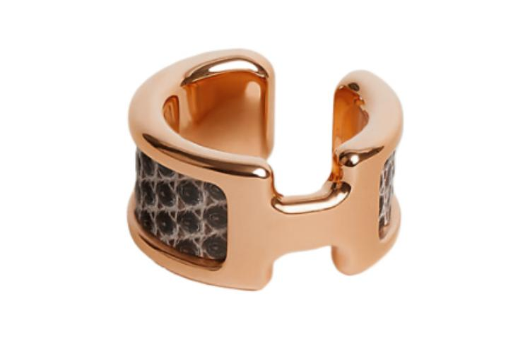 (Women) HERMES Natura Rose Gold Lizard Leather Clip-on Earrings for Women. H011115CD1B 圖 5