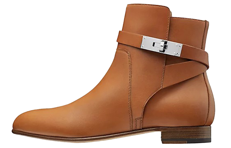 Buy (W) 爱马仕新款棕色皮革踝靴 H202255Z-A3