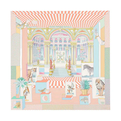 (Women) HERMES New Grand Theater Silk Scarf for Women in Apricot Yellow. H003761S-15