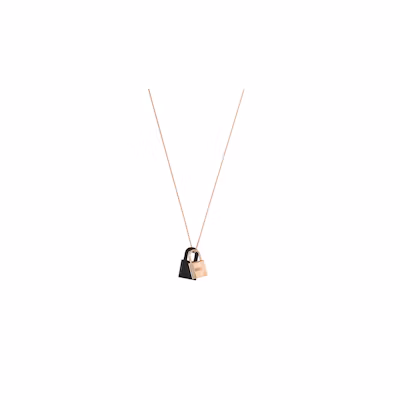 (Women) HERMES O'Kelly Black Calfskin Padlock Pendant Necklace for Women H078852CD89