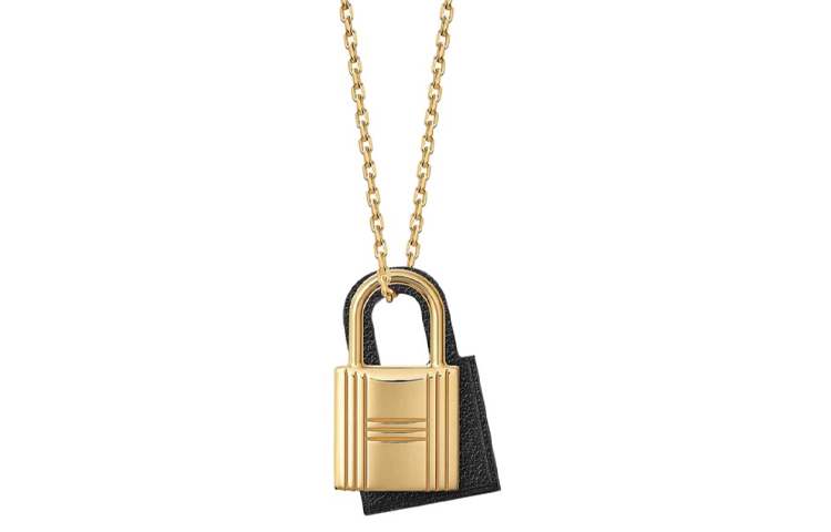 (Women) HERMES O'Kelly Padlock Pendant Necklace Black Gold H078852CC89Noir 圖 2