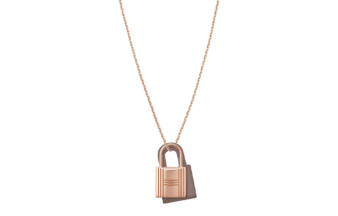 (Women) HERMES O'Kelly Rose Gold Calfskin Necklace for Women. H078852CD18