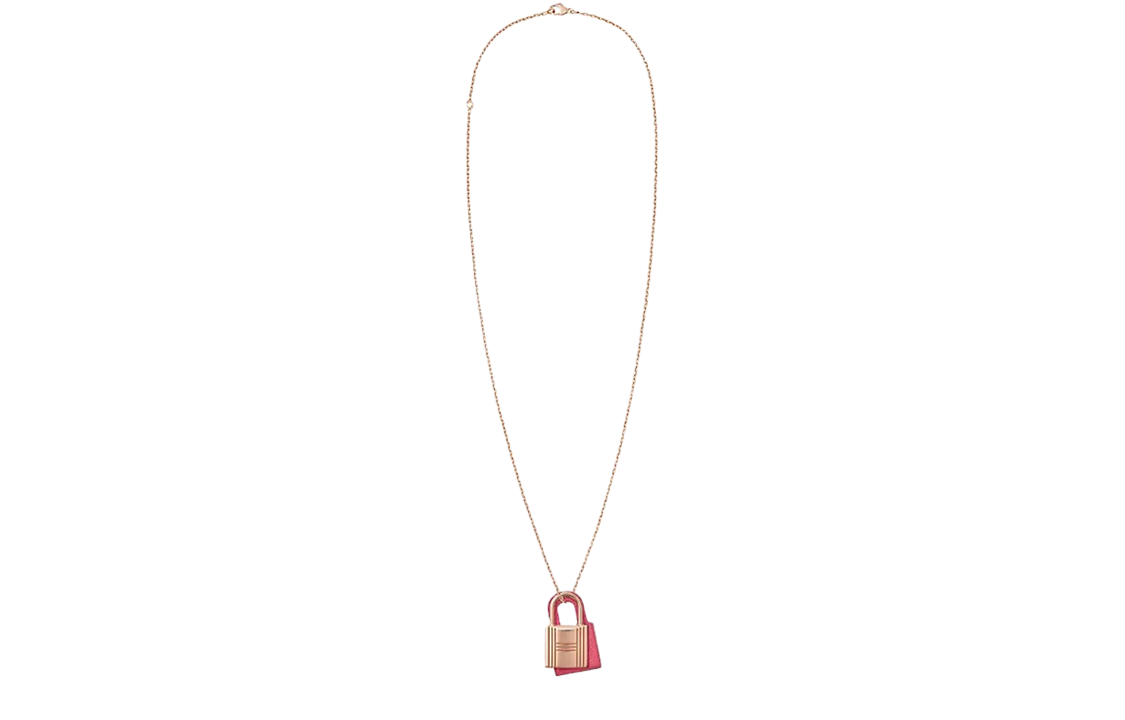 (Women) HERMES O'Kelly Small Calfskin Pendant Necklace Rose Gold for Women Fuchsia. H078852CD8W 圖 3