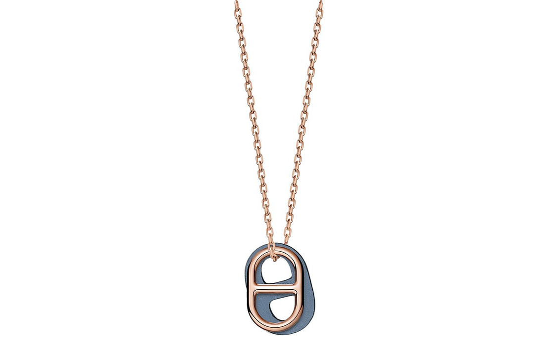 (Women) HERMES O'Maillon Blue Pendant Rose Gold-Plated Necklace for Women. H079528CDJ7
