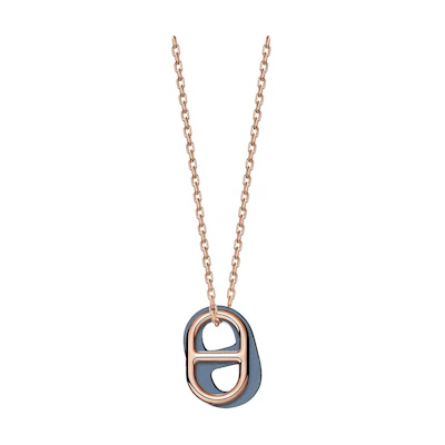(Women) HERMES O'Maillon Blue Pendant Rose Gold-Plated Necklace for Women. H079528CDJ7