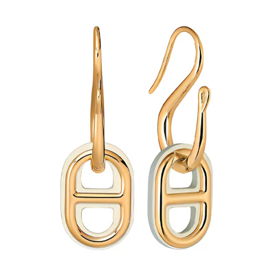(Women) HERMES O'Maillon Metal Earrings Grey/Gold Fashion Accessories H079527CCI2
