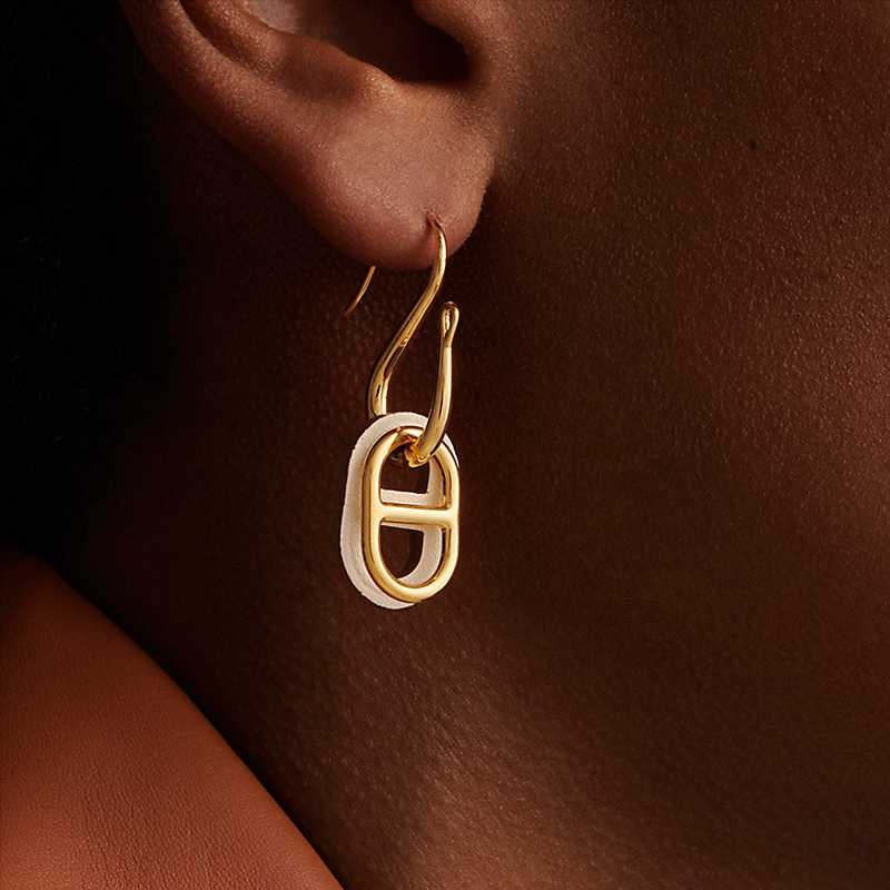 (Women) HERMES O'Maillon Metal Earrings Grey/Gold Fashion Accessories H079527CCI2 圖 3