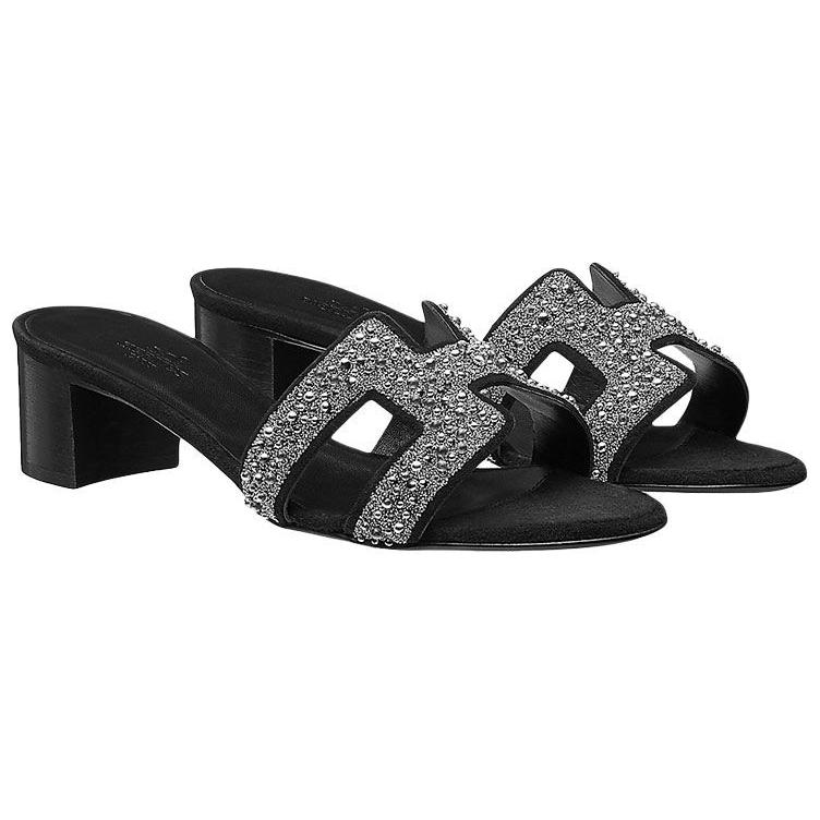 (W) HERMES Oasis 'Black Crystal Detail' High Heel Slide 圖 3