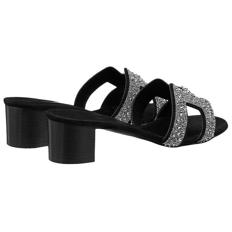 (W) HERMES Oasis 'Black Crystal Detail' High Heel Slide 圖 4