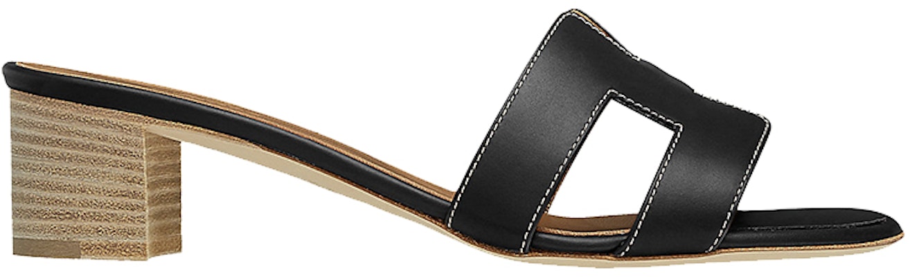 (Women) HERMES Oasis 'Black Rough High Heel Open Toe Fashion Slide' H071002Z-01 Order (Women) HERMES Oasis 'Black Rough High Heel Open Toe Fashion Slide' H071002Z-01