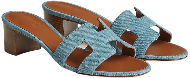 (W) HERMES Oasis 'Denim Open-Toe' Selipar Tumit Tinggi 'Biru Muda' H211250Z-BC Shop (W) HERMES Oasis 'Denim Open-Toe' Selipar Tumit Tinggi 'Biru Muda' H211250Z-BC
