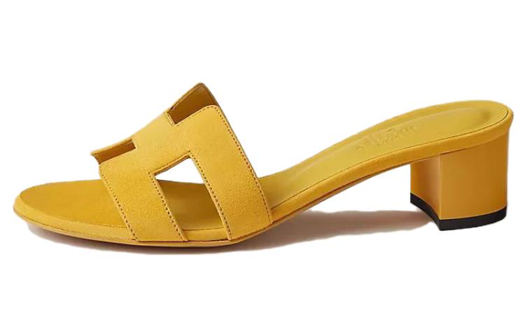 (W) HERMES Oasis 'Yellow Suede' Slides